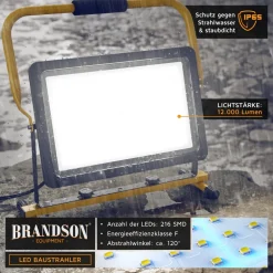 Brandson LED Baustrahler, 150 W, Arbeitsleuchte, warmweiß, robust
