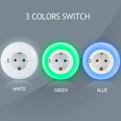 Brandson LED Nachtlicht mit Zwischenstecker & auswählbaren Farben Nachtlampe - Weiß/Grün/Blau