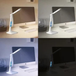 Brandson Schreibtischlampe, Dimmbar, Farbwechsel, Temperatur-, Alarm- & Kalenderfunktion, LED Tischlampe