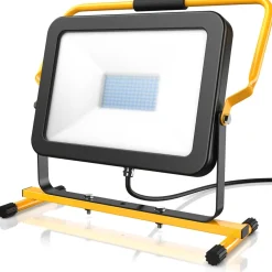 Brandson 100 Watt LED Baustrahler - Arbeitsscheinwerfer - Bauscheinwerfer - 126 SMD LEDs - Standgestell und Tragegriff - 10000 Lumen - 4 m Stromkabel