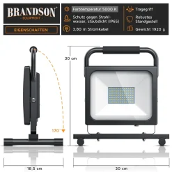 Brandson 60W LED Baustrahler - Bauscheinwerfer - Arbeitsleuchte