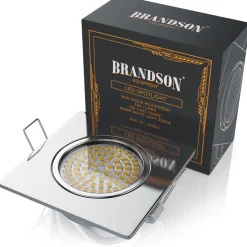 Brandson 4x LED Einbaustrahler in Edelstahl Optik, schwenkbarer Deckenspot mit 320 Lumen / Warmweiß