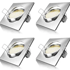 Brandson 4x LED Einbaustrahler in Edelstahl Optik, schwenkbarer Deckenspot mit 320 Lumen / Warmweiß