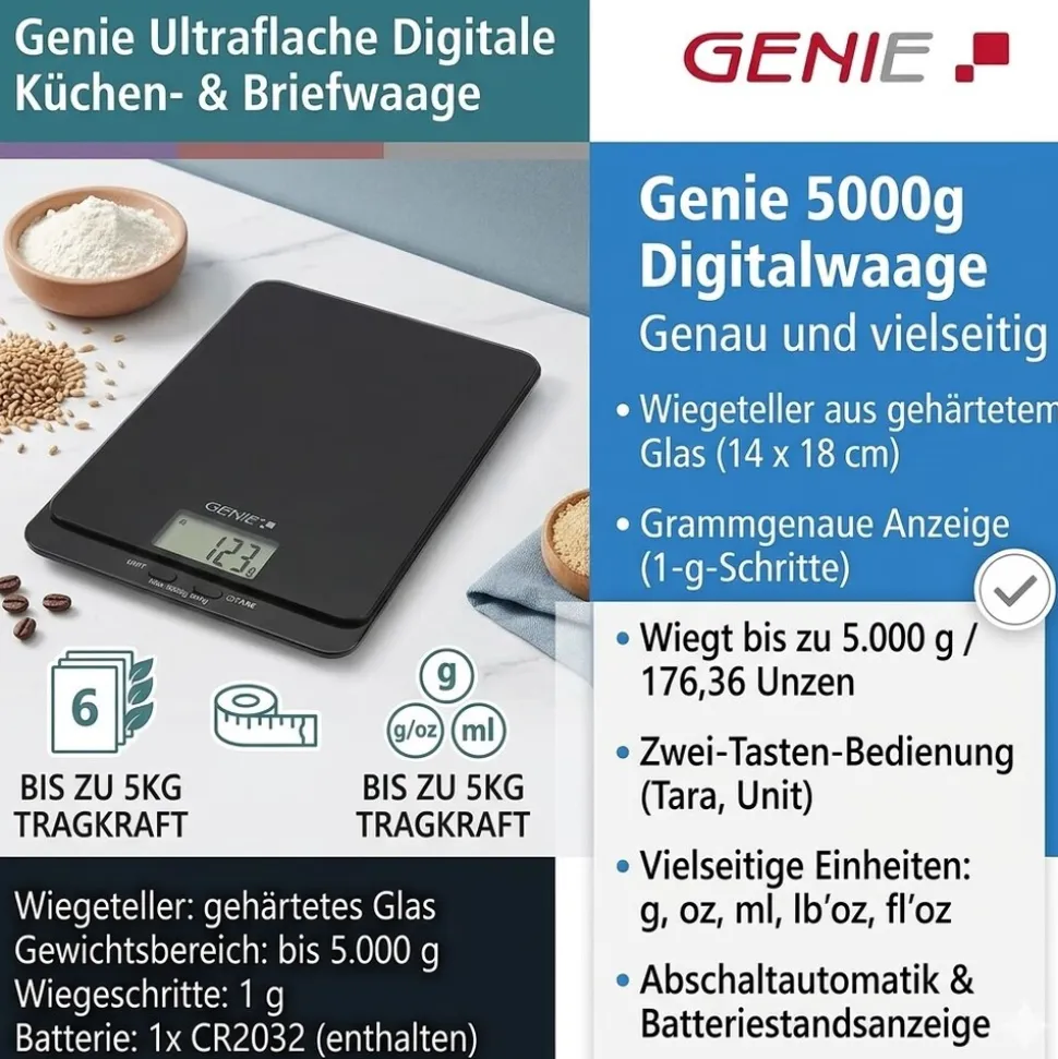 Briefwaage GENIE DLS 5, digital bis 5kg