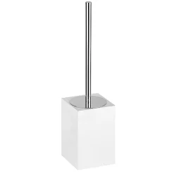 Brillantbad MAXIMA WC-Bürstengarnitur Polyresin Messing Chrom Weiß 92x385x92 mm für Bad & Küche >> Freistehend anwendbar