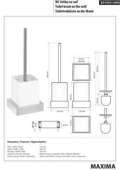 Brillantbad MAXIMA WC-Bürstengarnitur Polyresin Messing Chrom Weiß 125x386x105 mm für Bad & WC >> zum Bohren