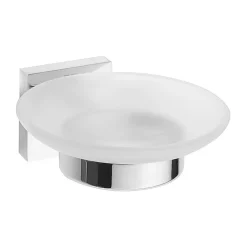Brillantbad META Seifenablage mit Glasschale Messing Chrom poliert 110x55x125 mm für Bad & Küche >> zum Bohren oder Kleben*