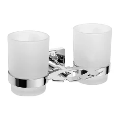 Brillantbad META Zahnbürstenhalter mit Glas Messing Chrom poliert 190x95x125 mm für Bad & WC >> zum Bohren oder Kleben*