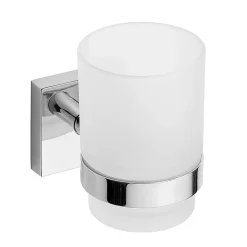 Brillantbad META Zahnbürstenhalter mit Glas Messing Chrom poliert 70x95x105 mm für Bad & WC >> zum Bohren oder Kleben*