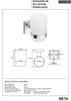 Brillantbad META Zahnbürstenhalter mit Glas Messing Chrom poliert 70x95x105 mm für Bad & WC >> zum Bohren oder Kleben*