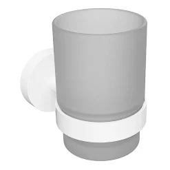 Brillantbad WHITE Glashalter Messing Weiß mit Glas 70x95x105 mm für Bad & Küche >> zum Bohren oder Kleben*