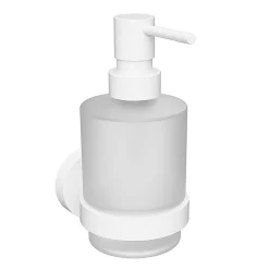 Brillantbad WHITE Glasseifenspender Messing Weiß 75x145x100 mm, 200 ml für Bad & Küche >> zum Bohren oder Kleben*
