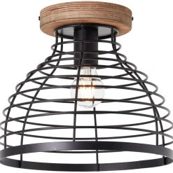Brilliant Avia Deckenleuchte 30cm schwarz/holz, Metall/Holz, 1x A60, , 52 W