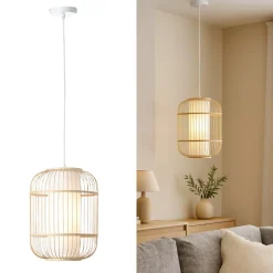 Brilliant Bones Pendelleuchte Ø 30 cm - E27-Fassung, dimmbar, natürliche Materialien, Natur/Weiß, ohne Leuchtmittel - ideal für Esszimmer & Wohnzimmer