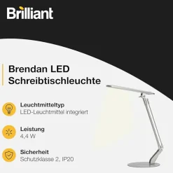 Brilliant Brendan LED Tischleuchte 6 W neutralweiß Titan