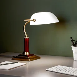BRILLIANT Lampe Bankir Tischleuchte messing antik | 1x A60, E27, 60W, geeignet für Normallampen (nicht enthalten) | Mit Schnurzwischenschalter