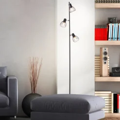 BRILLIANT Lampe, Blacky Standleuchte 3flg schwarz matt, 3x D45, E14, 25W, Mit Fußschalter