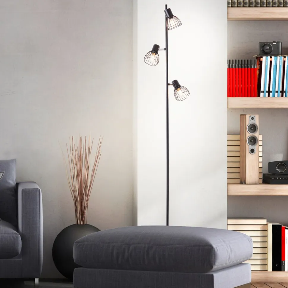 BRILLIANT Lampe, Blacky Standleuchte 3flg schwarz matt, 3x D45, E14, 25W, Mit Fußschalter