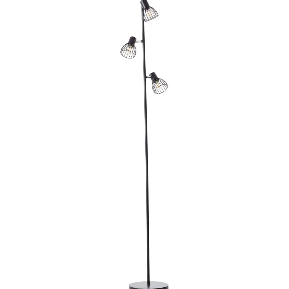 BRILLIANT Lampe, Blacky Standleuchte 3flg schwarz matt, 3x D45, E14, 25W, Mit Fußschalter