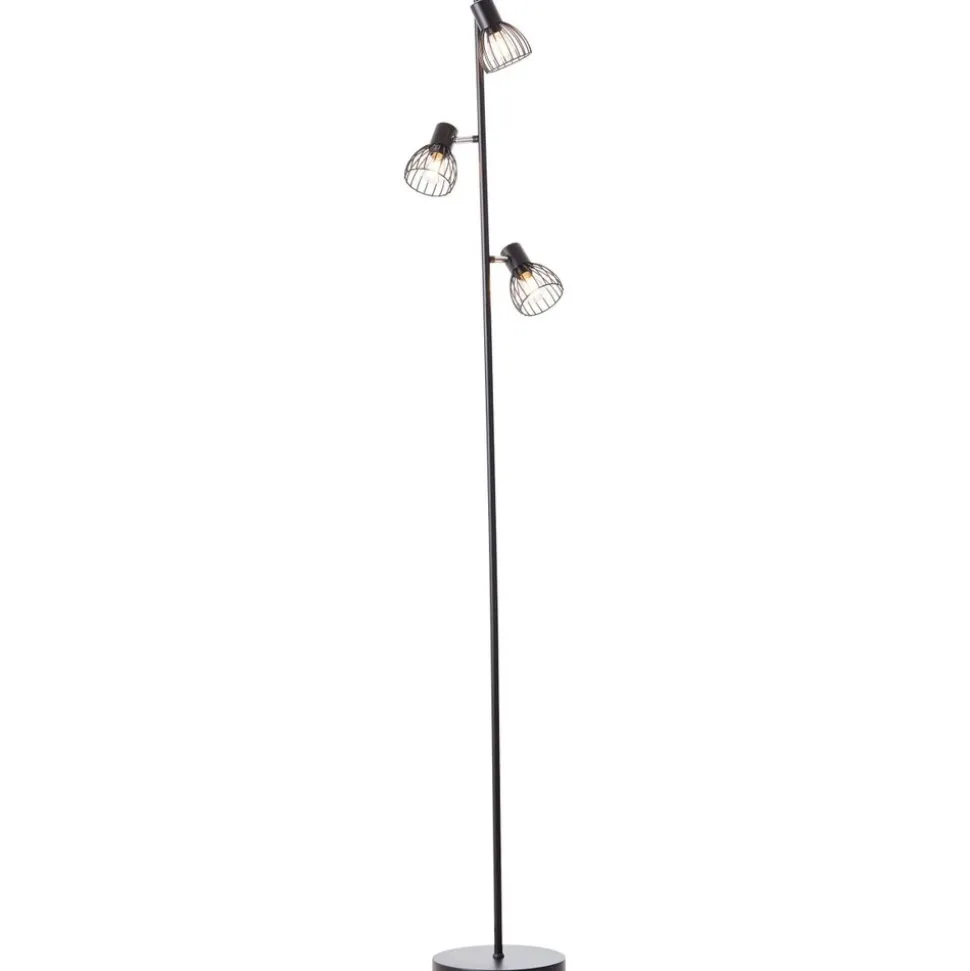 BRILLIANT Lampe, Blacky Standleuchte 3flg schwarz matt, 3x D45, E14, 25W, Mit Fußschalter