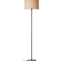 BRILLIANT Lampe, Wimea Standleuchte schwarz/natur, 1x A60, E27, 52W, Mit Fußschalter