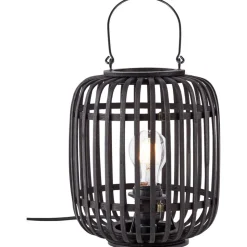 BRILLIANT Lampe, Woodrow Tischleuchte 27cm holz dunkel/schwarz, Metall/Bambus, 1x A60, E27, 60W,Normallampen (nicht enthalten)