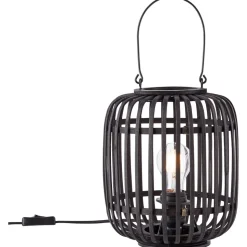 BRILLIANT Lampe, Woodrow Tischleuchte 27cm holz dunkel/schwarz, Metall/Bambus, 1x A60, E27, 60W,Normallampen (nicht enthalten)
