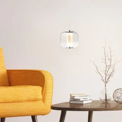 BRILLIANT Rafa LED Pendelleuchte 1flg chrom/rauchglas Innenleuchten,Pendelleuchten | 1x 7W LED integriert, (Lichtstrom: 437lm, Lichtfarbe: 3000K) | In der Höhe einstellbar / Kabel kürzbar
