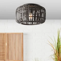BRILLIANT Woodrow Deckenleuchte 40cm holz dunkel/schwarz Innenleuchten,Deckenleuchten,-dekorativ | 1x A60, E27, 60W, geeignet für Normallampen (nicht enthalten) | Für LED-Leuchtmittel geeignet