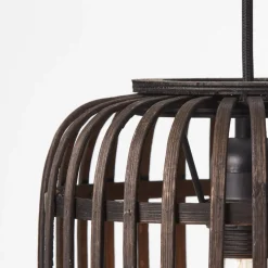BRILLIANT Woodrow Pendelleuchte 1flg 21cm holz dunkel/schwarz Innenleuchten,Pendelleuchten | 1x A60, E27, 60W, geeignet für Normallampen (nicht enthalten) | Kabel kürzbar