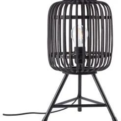 Brilliant Woodrow Tischleuchte, geeignet für LED-Leuchtmittel, Schnurzwischenschalter für einfaches Bedienen, ideal für Wohn- & Schlafzimmer, 41cm, dunkel/schwarz Bambus