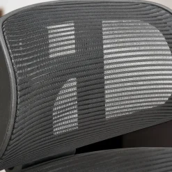 Bürodrehstuhl Schwarz Mesh mit Wippmechanik, Kopfstütze und 4-fach Lordosenstütze ASTRA