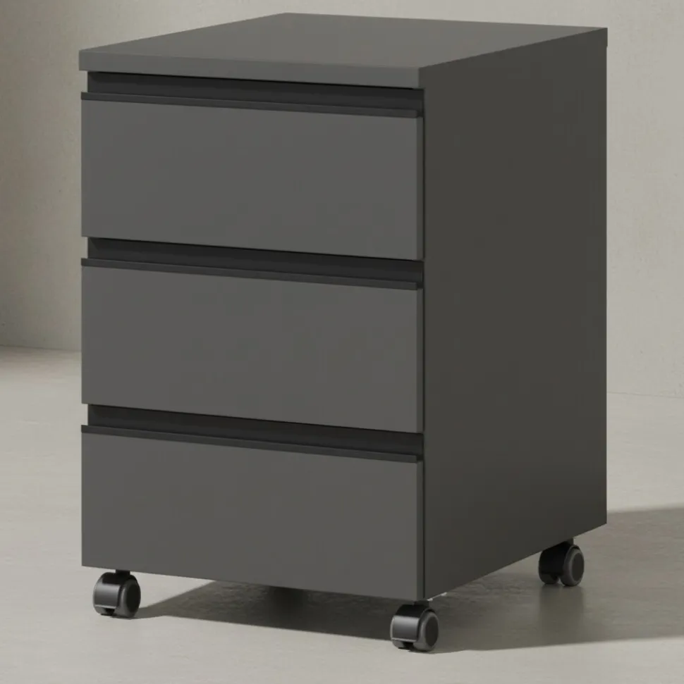 Büromöbel Set 2-teilig | Schreibtisch 140x80cm & Rollcontainer Graphit | Einstellbar 68-91 cm & Soft-Close