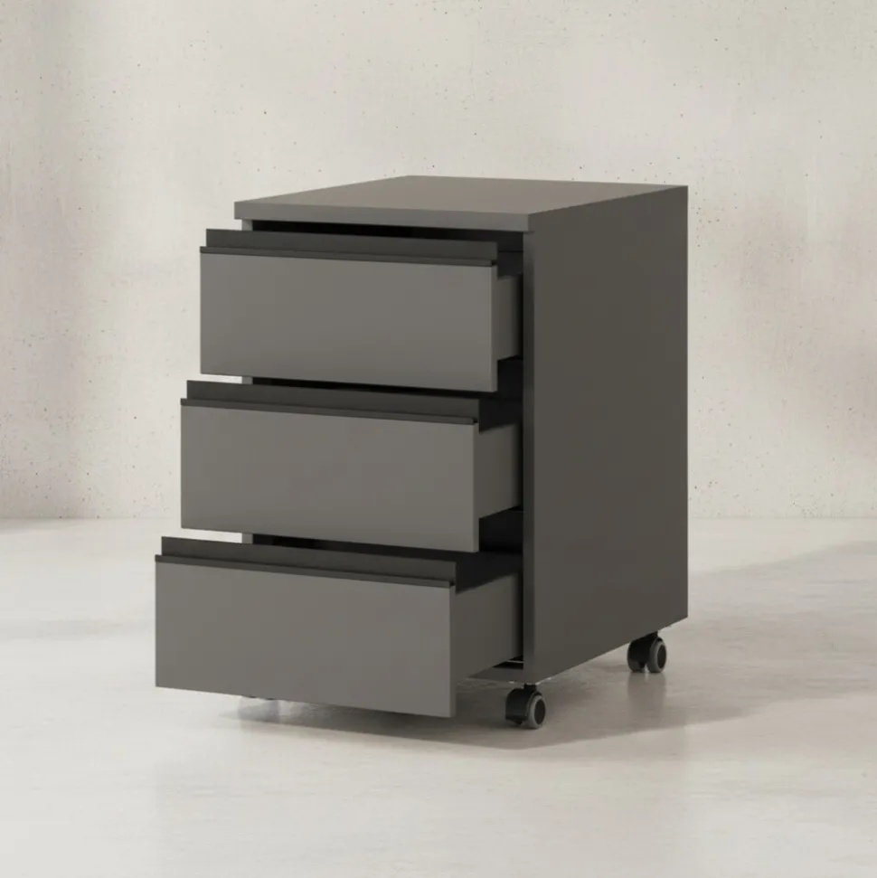 Büromöbel Set 2-teilig | Schreibtisch 140x80cm & Rollcontainer Graphit | Einstellbar 68-91 cm & Soft-Close