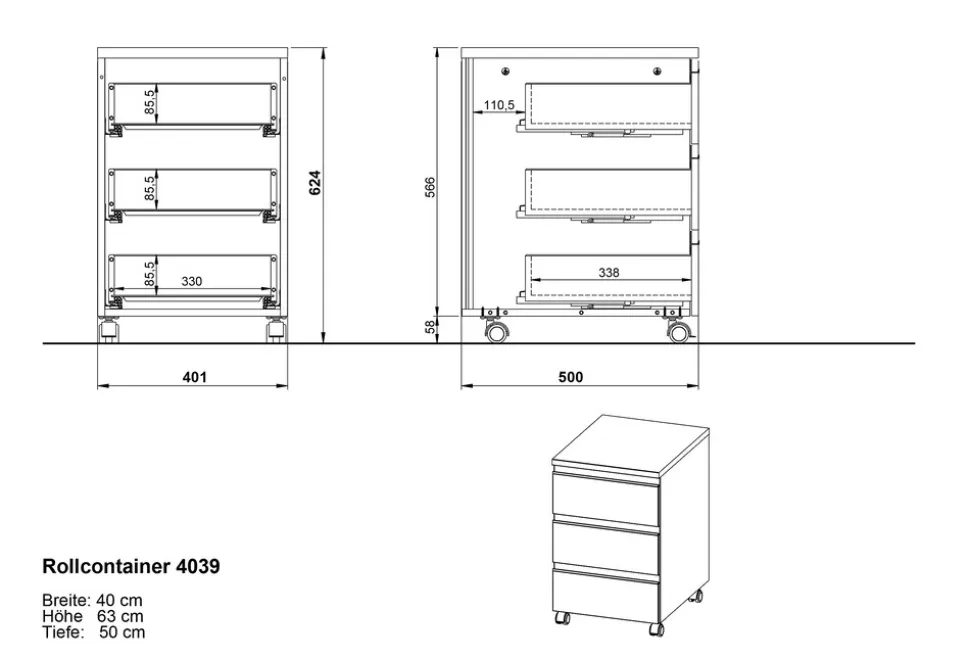 Büromöbel Set 2-teilig | Schreibtisch 140x80cm & Rollcontainer Graphit | Einstellbar 68-91 cm & Soft-Close