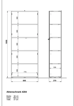 Büro-Set MUENCHEN 2-teilig | Schrank & Regal 5 OH | Glas Front & Abschließbar | Chalet-Eiche-Nb./Weiß