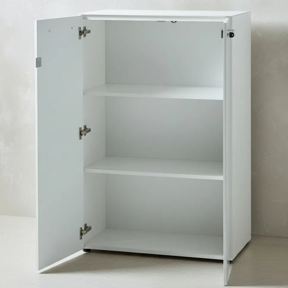 Büro-Set MUENCHEN 8-teilig Weiß | Glas & Abschließbar & Soft-Close