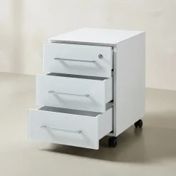 Büro-Set MUENCHEN 8-teilig Weiß | Glas & Abschließbar & Soft-Close