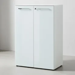 Büro-Set MUENCHEN 8-teilig Weiß | Glas & Abschließbar & Soft-Close