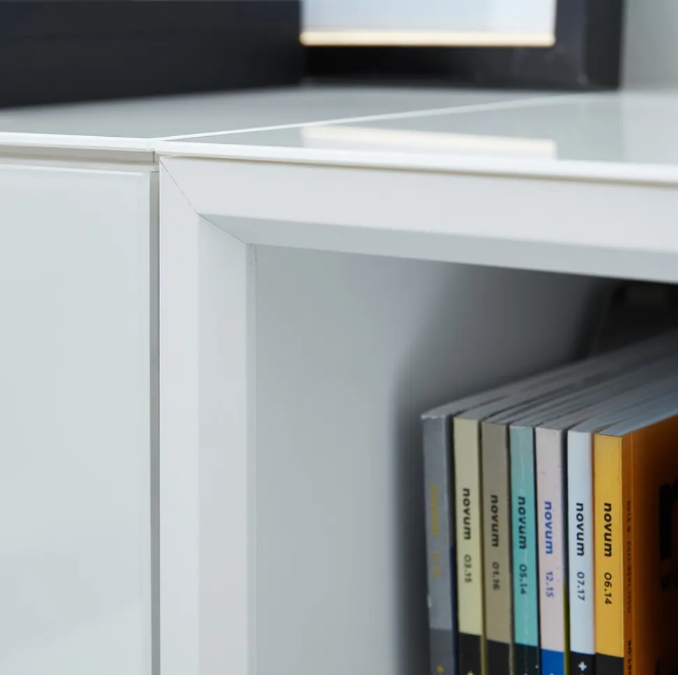 Büro-Set MUENCHEN 8-teilig Weiß | Glas & Abschließbar & Soft-Close