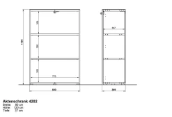 Büro-Set MUENCHEN 3-teilig Weiß | 2 Kommode x Regal | Glas Front & Abschließbar