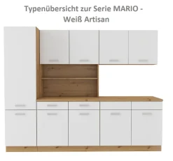 Buffet Küche Mario 100cm Küchenzeile Küchenblock Einbauküche Weiss Eiche Artisan