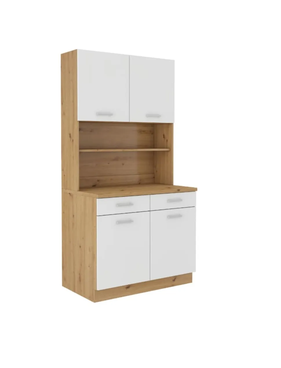 Buffet Küche Mario 100cm Küchenzeile Küchenblock Einbauküche Weiss Eiche Artisan