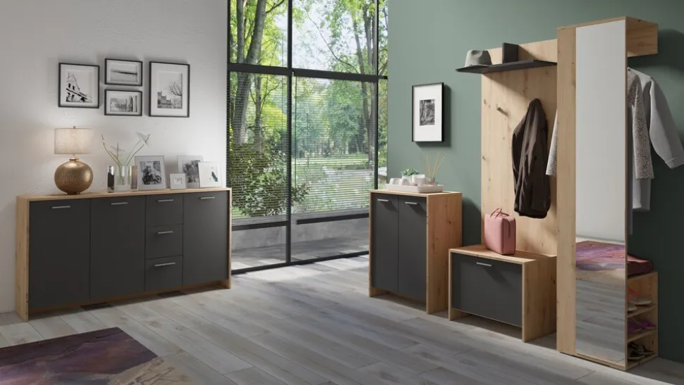 byLIVING Garderobe BEN, Breite 40 cm, Artisan Eiche (Eiche-Optik), Kleiderstange