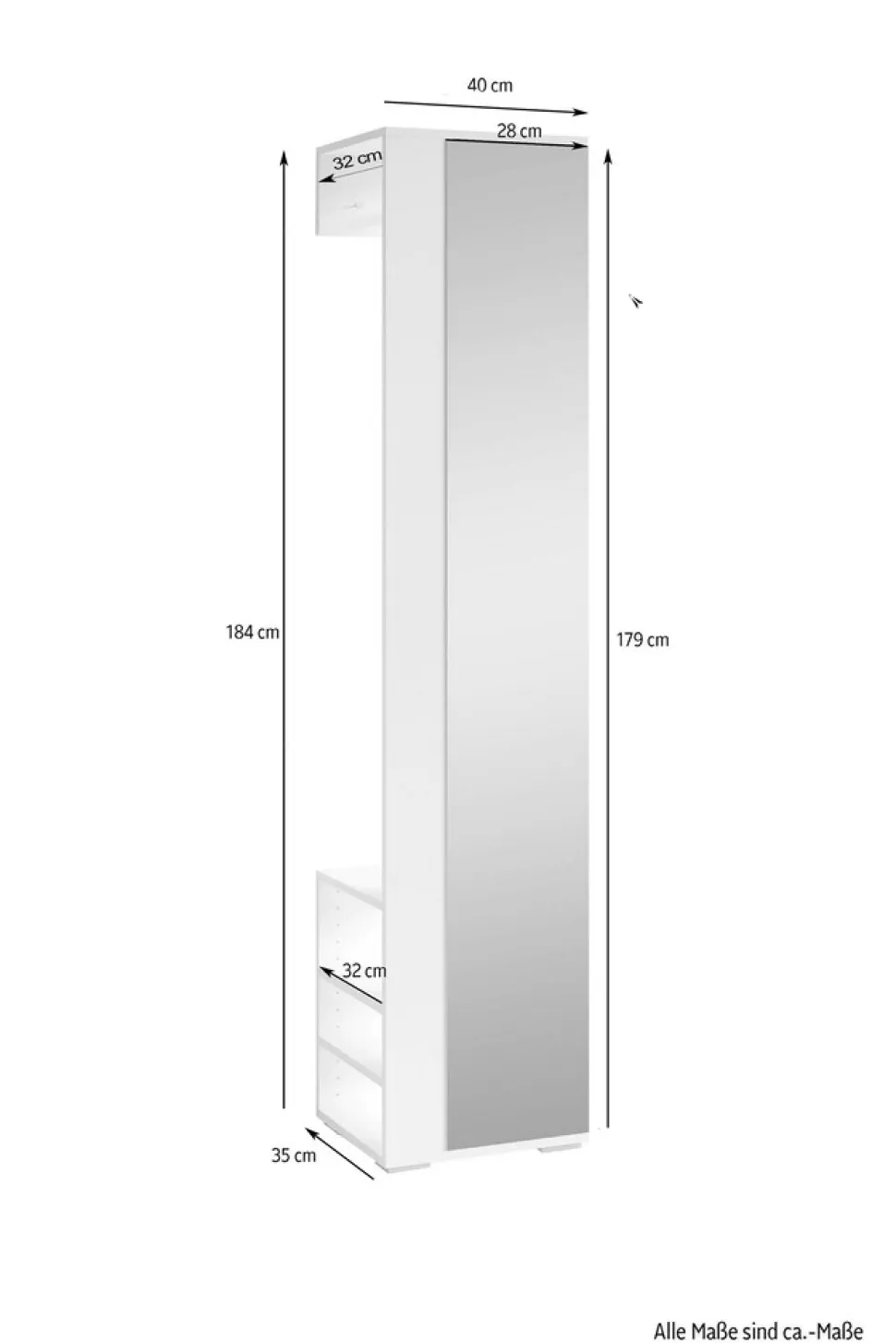 byLIVING Garderobe BEN, Breite 40 cm, Artisan Eiche (Eiche-Optik), Kleiderstange