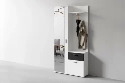 byLIVING Garderobe JAKOB, Breite 97 cm, schwarz/weiß, Spiegel, viel Stauraum