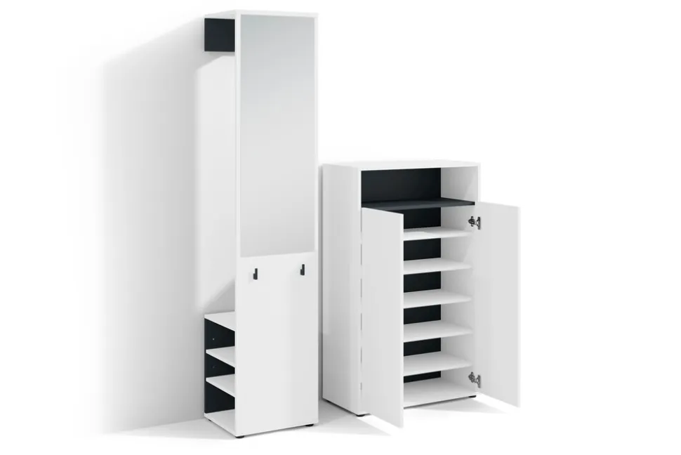byLIVING Garderoben-Set LYON, Breite 110 cm, weiß/schwarz