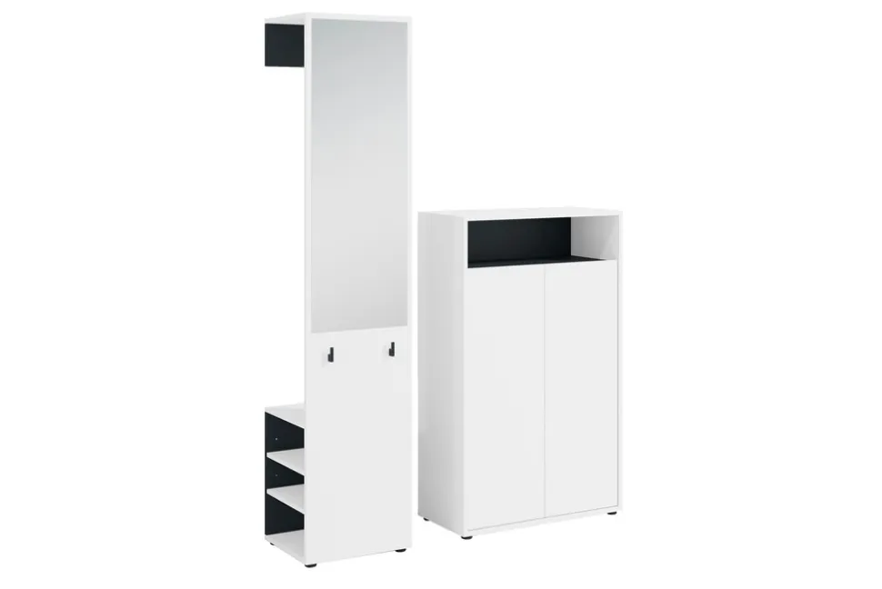 byLIVING Garderoben-Set LYON, Breite 110 cm, weiß/schwarz