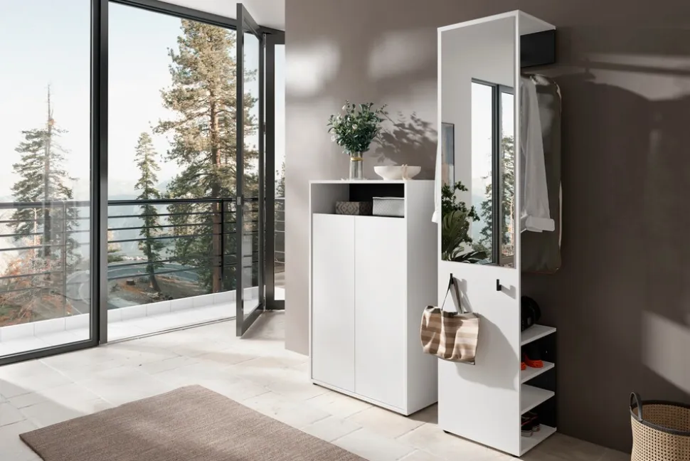 byLIVING Garderoben-Set LYON, Breite 110 cm, weiß/schwarz