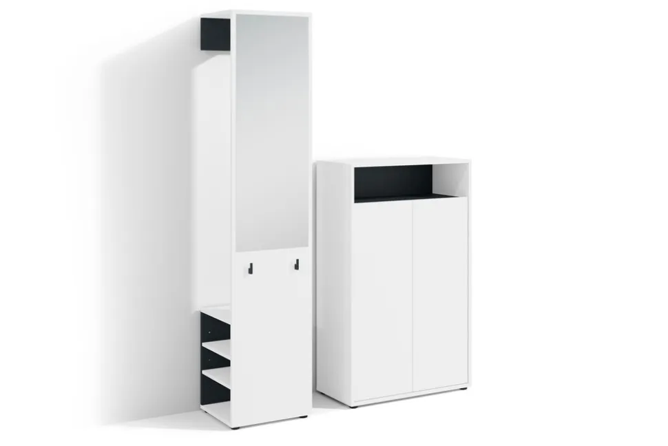 byLIVING Garderoben-Set LYON, Breite 110 cm, weiß/schwarz